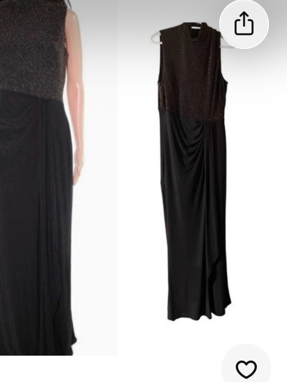 Lauren Ralph Lauren Black Maxi Dress with Sparkle Bodice